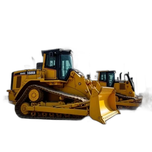weapon, 3d render, large, yellow, bulldozer, number, 6966, front transparent PNG cut-out