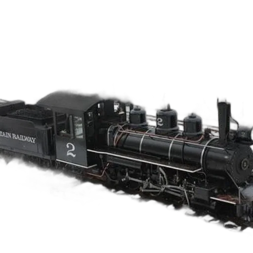 3d render, photorealistic, concept art, black, steam, locomotive, numbered, mount transparent PNG cut-out