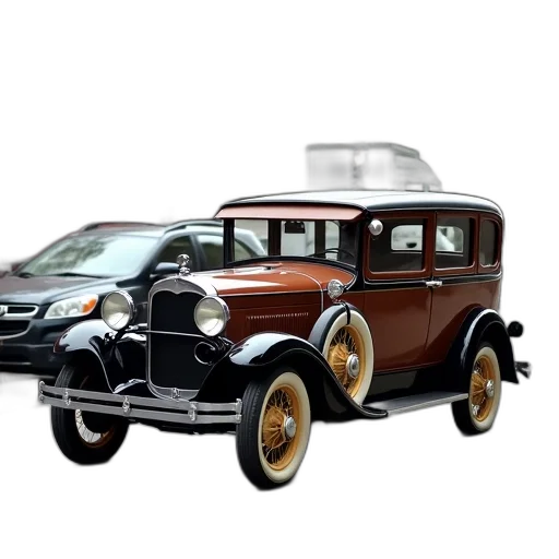 car, 3d render, photorealistic, vintage, classic, design, parked, side transparent PNG cut-out