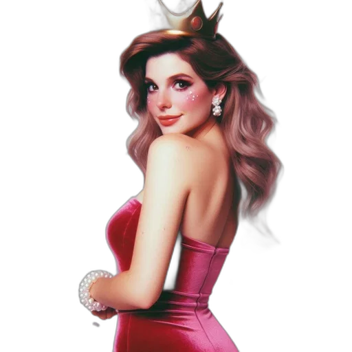 crown, dress, jewelry, photorealistic, concept art, fantasy art, cartoon, woman transparent PNG cut-out