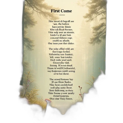 forest, poem, text, front transparent PNG cut-out