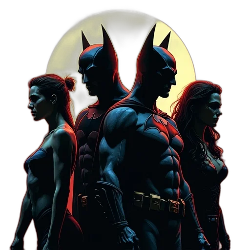 comic book art, concept art, dark, batman transparent PNG cut-out
