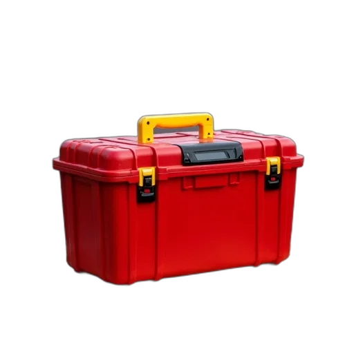 furniture, staff, weapon, 3d render, red, toolbox, yellow, handles transparent PNG cut-out