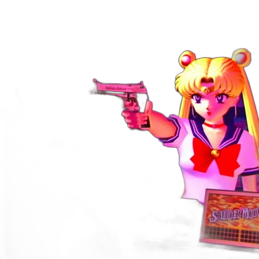 weapon, animal, vaporwave, anime, concept art, pixel art, neon lights, fire transparent PNG cut-out
