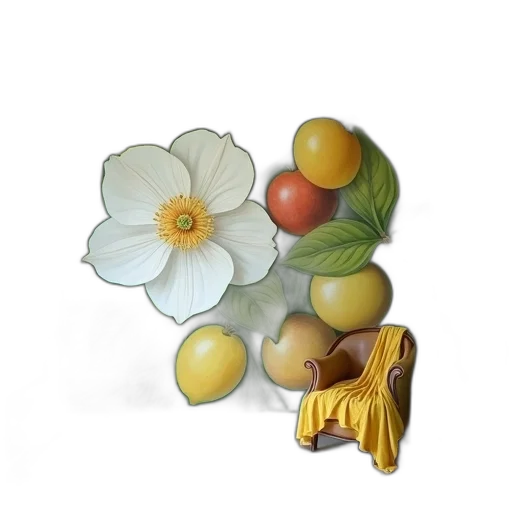 jewelry, furniture, crown, flower, photorealistic, 3d render, oil painting, earth tones transparent PNG cut-out