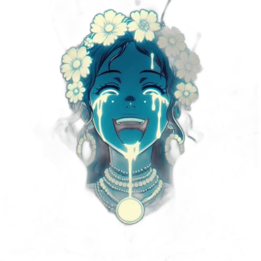 mask, face, flower, crown, concept art, vaporwave, anime, pixel art transparent PNG cut-out