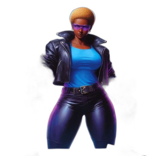 jacket, weapon, face, robot, concept art, cyberpunk, 3d render, comic book art transparent PNG cut-out