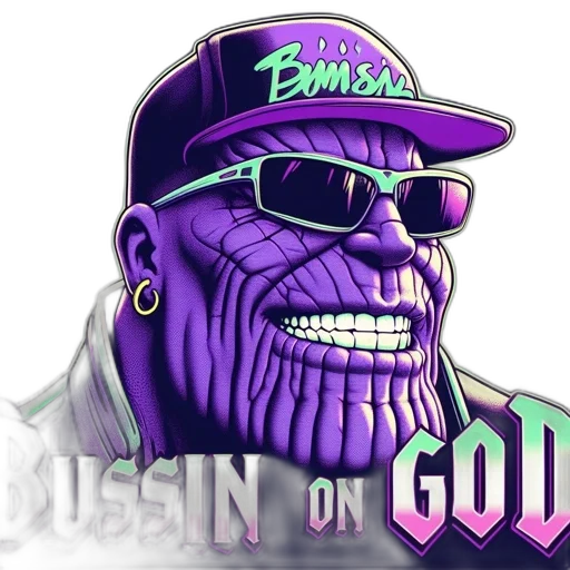 comic book art, cartoon, concept art, anime, thanos, wears, sunglasses, cap transparent PNG cut-out