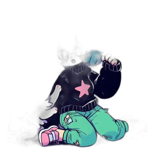 jacket, staff, creature, weapon, concept art, vaporwave, watercolor, pixel art transparent PNG cut-out