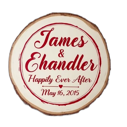 wooden, sign, red, white, circular, design, featuring, names transparent PNG cut-out