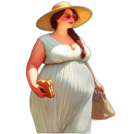 dress, hat, jewelry, umbrella, photorealistic, concept art, 3d render, oil painting transparent PNG cut-out