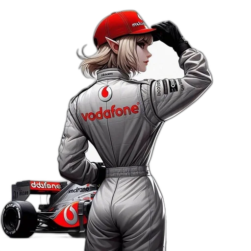 car, hat, photorealistic, concept art, cartoon, fantasy art, female, racing transparent PNG cut-out
