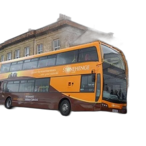 building, staff, photorealistic, 3d render, concept art, fog, city street, double-decker transparent PNG cut-out