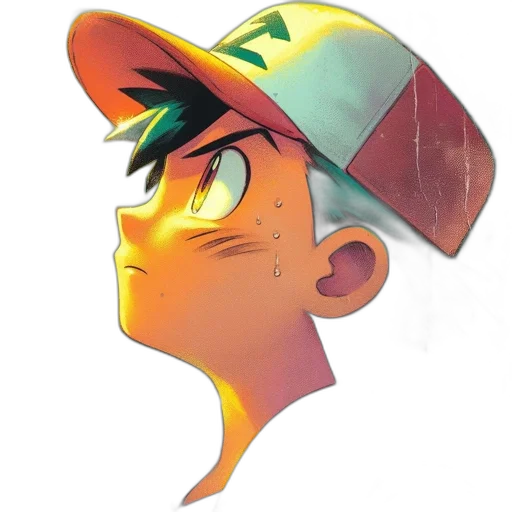 hat, face, mask, watercolor, concept art, anime, cartoon, green transparent PNG cut-out