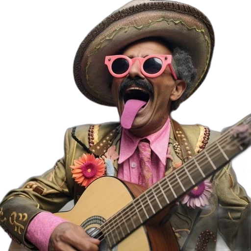 hat, jacket, staff, mask, person, colorful, ensemble, plays transparent PNG cut-out