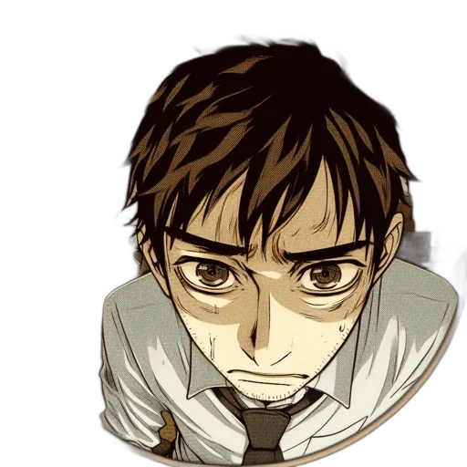 face, mask, staff, anime, cartoon, comic book art, concept art, earth tones transparent PNG cut-out