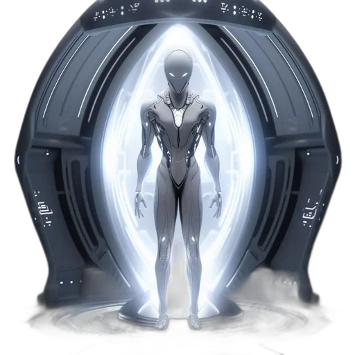 robot, jacket, concept art, cyberpunk, 3d render, comic book art, outer space, humanoid transparent PNG cut-out