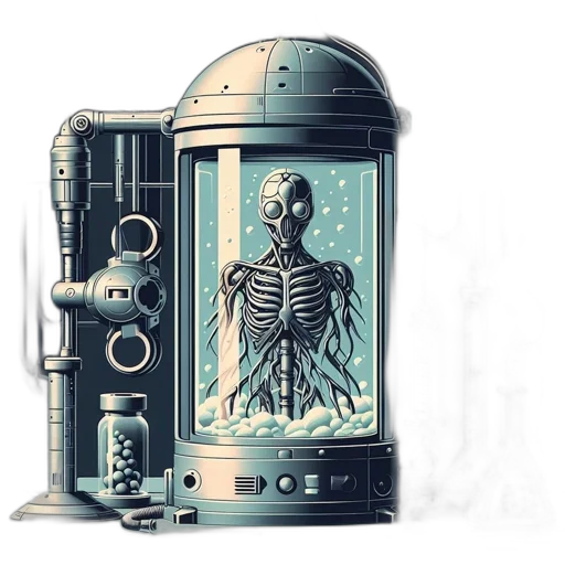 robot, dress, bottle, creature, concept art, pixel art, comic book art, fantasy art transparent PNG cut-out