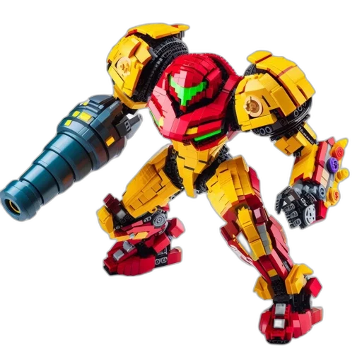robot, weapon, 3d render, concept art, detailed, life-sized, lego, figure transparent PNG cut-out