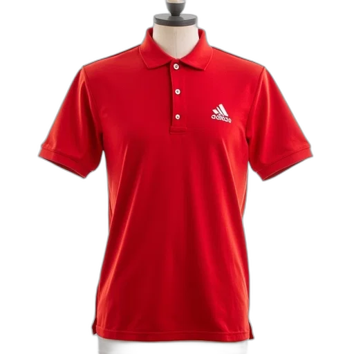 red, polo, shirt, three-button, collar, white, adidas, logo transparent PNG cut-out