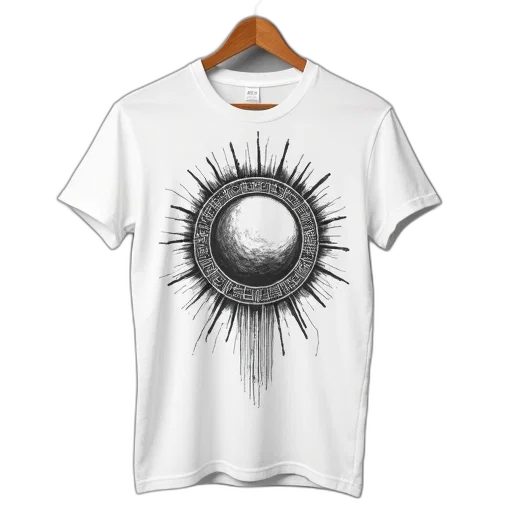 3d render, fantasy art, photorealistic, monochrome, white, t-shirt, detailed, black transparent PNG cut-out