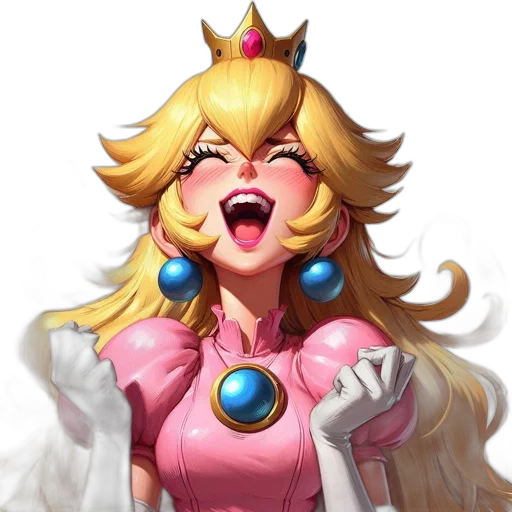 crown, concept art, anime, pixel art, fantasy art, blonde-haired, princess, pink transparent PNG cut-out