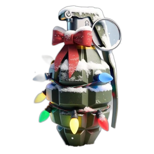 robot, weapon, jewelry, bottle, 3d render, concept art, festive, snow-covered transparent PNG cut-out