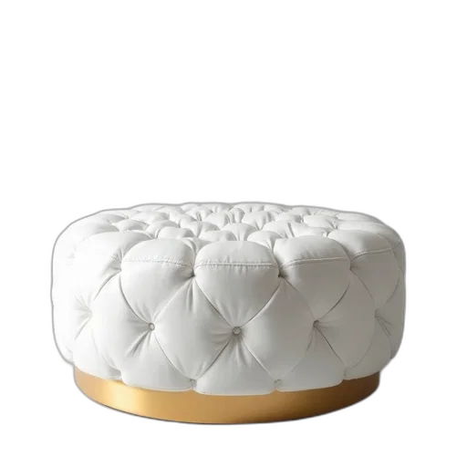 furniture, crown, hat, 3d render, monochrome, white, ottoman, tufted transparent PNG cut-out