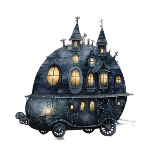 car, concept art, fantasy art, watercolor, 3d render, enchanted, round, mobile transparent PNG cut-out