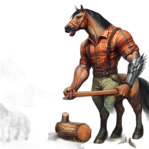 animal, concept art, fantasy art, 3d render, photorealistic, anthropomorphic, equine, figure transparent PNG cut-out