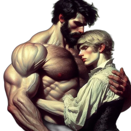 comic book art, fantasy art, concept art, cyberpunk, two, men, one, muscular transparent PNG cut-out