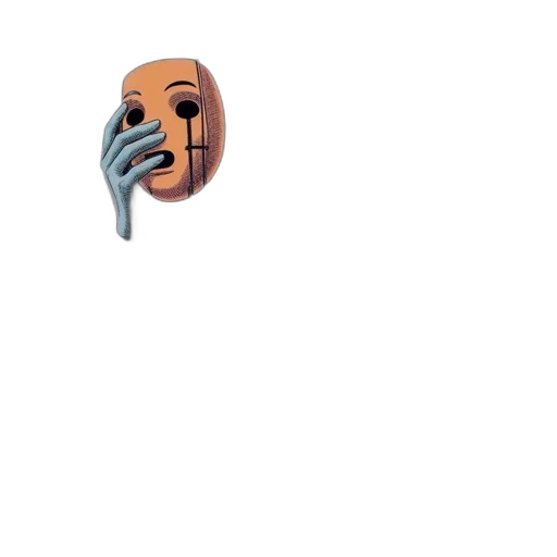 mask, face, creature, robot, concept art, pixel art, vaporwave, 3d render transparent PNG cut-out