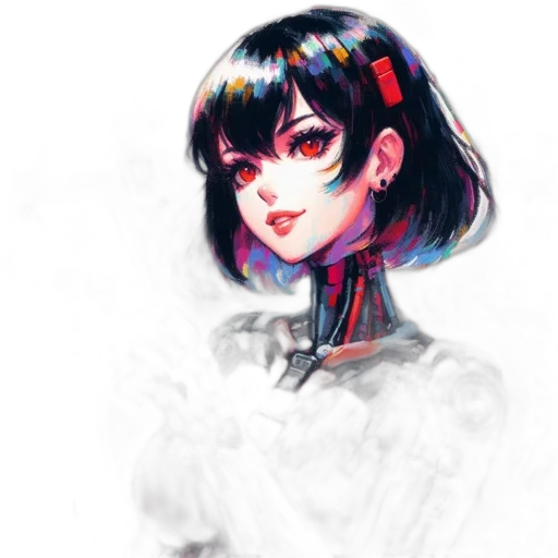 robot, face, dress, mask, watercolor, anime, concept art, fantasy art transparent PNG cut-out