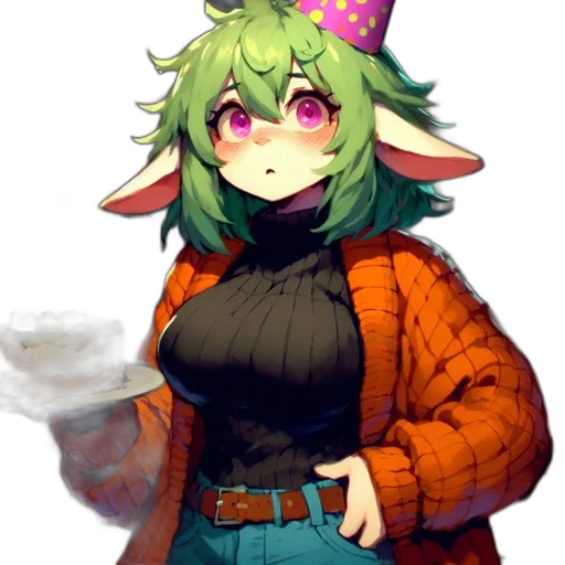 staff, hat, food, creature, pixel art, anime, concept art, fantasy art transparent PNG cut-out