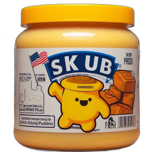 food, golden, yellow, jar, containing, product, features, cartoonish transparent PNG cut-out