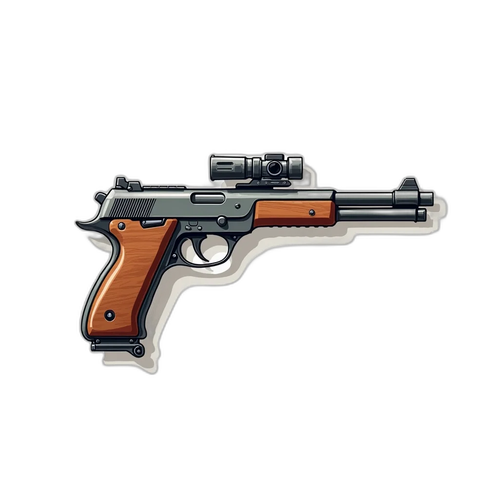 weapon, pixel art, concept art, 3d render, detailed, illustration, futuristic, handgun transparent PNG cut-out