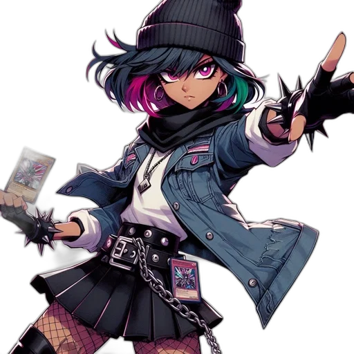 jacket, weapon, hat, staff, concept art, anime, pixel art, cyberpunk transparent PNG cut-out