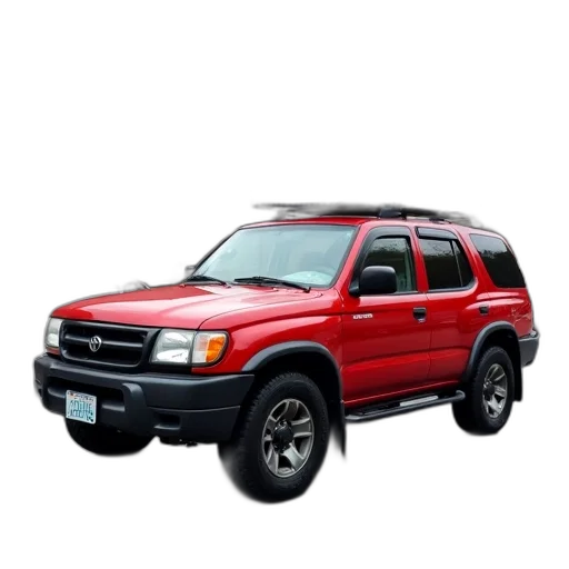 car, photorealistic, 3d render, red, suv, parked, driveway, front transparent PNG cut-out