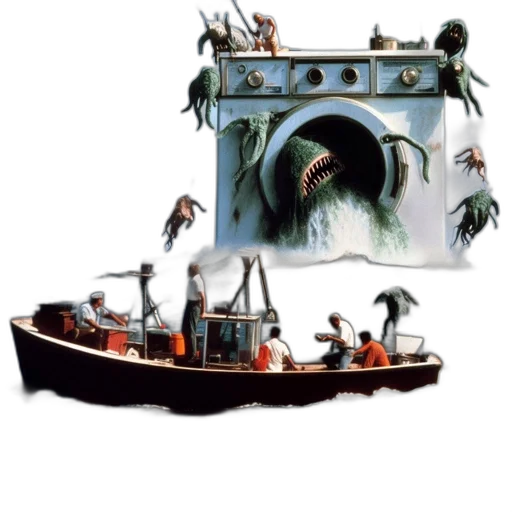 concept art, fantasy art, underwater, fog, night, city street, unusual, scene transparent PNG cut-out