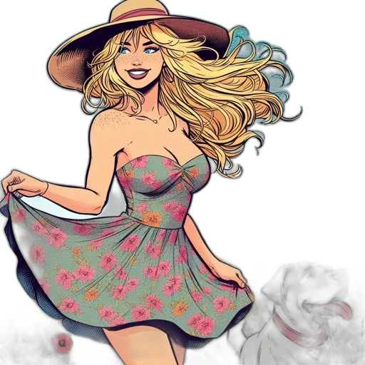 dress, cartoon, watercolor, fantasy art, concept art, woman, blonde, hair transparent PNG cut-out