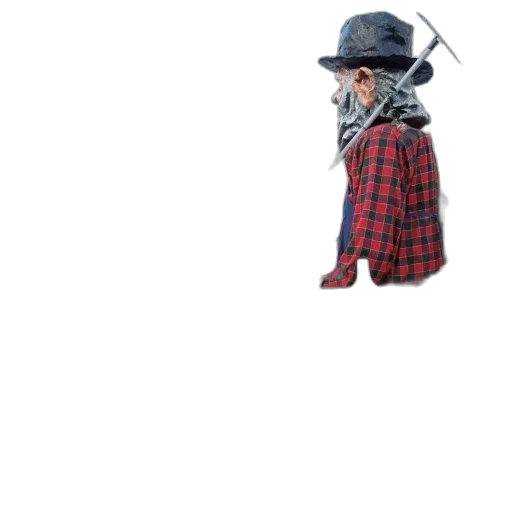 hat, jacket, robot, weapon, concept art, pixel art, 3d render, photorealistic transparent PNG cut-out