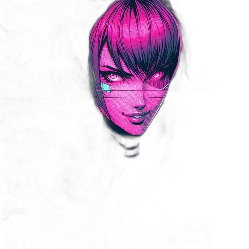 mask, face, hair, creature, cyberpunk, vaporwave, anime, concept art transparent PNG cut-out