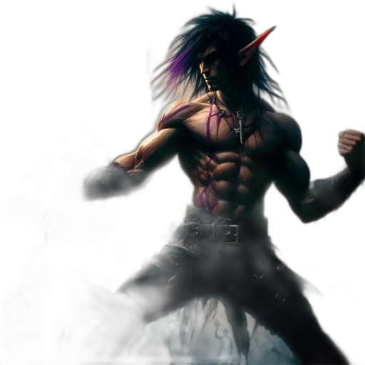 sword, fantasy art, concept art, comic book art, cyberpunk, dark, muscular, humanoid transparent PNG cut-out