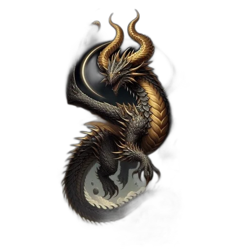 dragon, jewelry, creature, hair, fantasy art, photorealistic, concept art, 3d render transparent PNG cut-out
