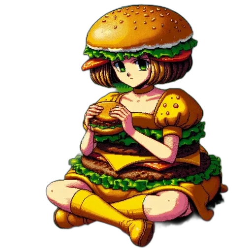 food, animal, dress, creature, pixel art, vaporwave, anime, concept art transparent PNG cut-out