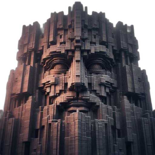 crown, building, face, mask, 3d render, concept art, fantasy art, pixel art transparent PNG cut-out