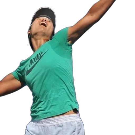hat, staff, 3d render, photorealistic, tennis, player, wearing, green transparent PNG cut-out