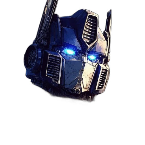 robot, mask, weapon, face, concept art, 3d render, photorealistic, fantasy art transparent PNG cut-out