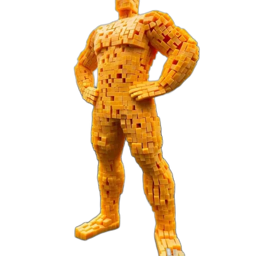 robot, creature, food, animal, 3d render, concept art, pixel art, golden transparent PNG cut-out