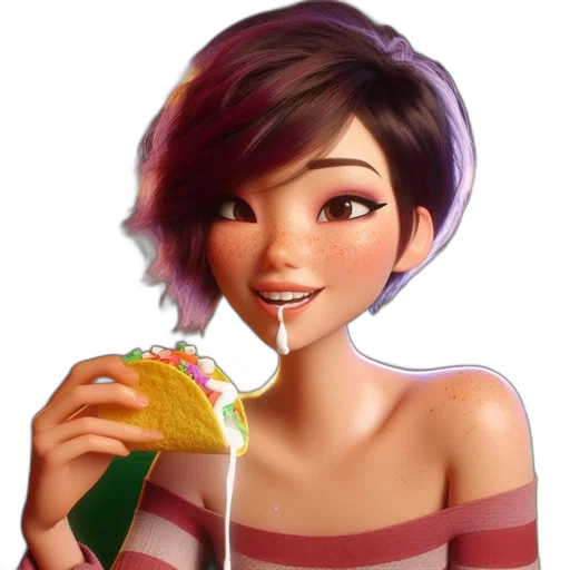 food, face, dress, staff, concept art, 3d render, photorealistic, cartoon transparent PNG cut-out